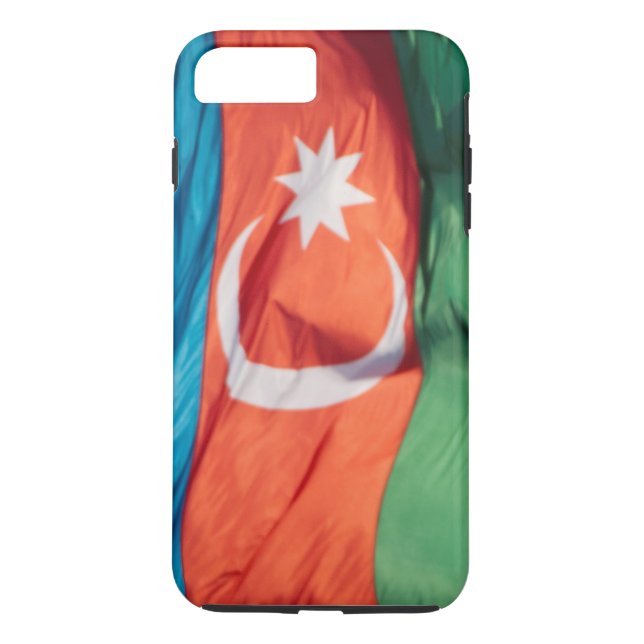 Viftande flagga av Azerbajdzjan Case-Mate iPhone Skal (Baksida)