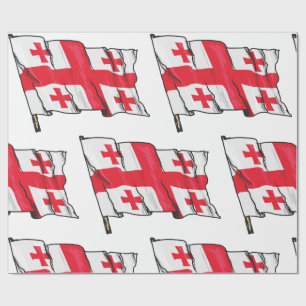 Viftande georgisk flagga röd och vit fem kors presentpapper