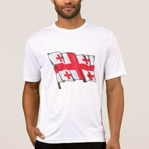 Viftande georgisk flagga röd och vit fem kors t shirt