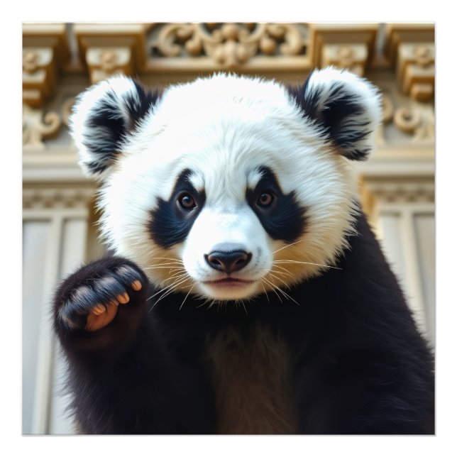 Viftande Panda Design Fototryck (Framsidan)