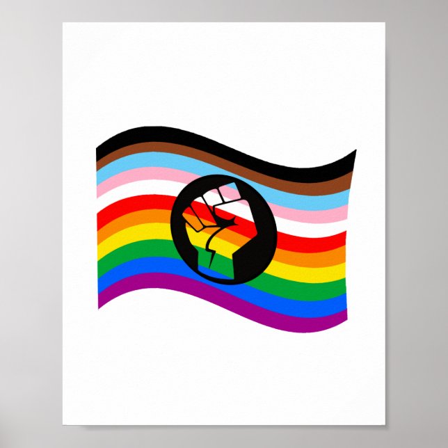 Viftande QPOC Pride Flagga Poster (Framsidan)
