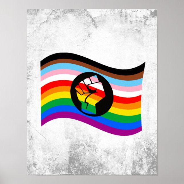 Viftande QPOC Pride Flagga Poster (Framsidan)