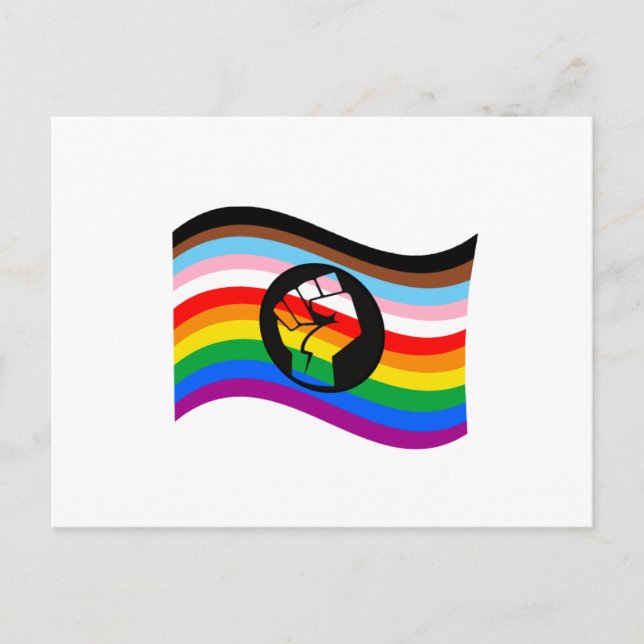 Viftande QPOC Pride Flagga Vykort (Framsida)