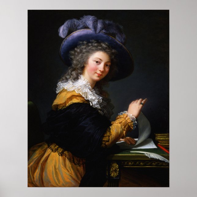 Vigée Le Brun - Dam Folding A Brev Poster (Framsidan)