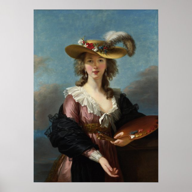 Vigée Le Brun - Självporträtt i halmhatt Poster (Framsidan)