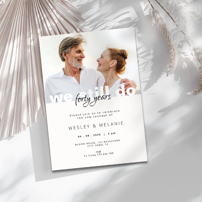 Vigelseremonie Inbjudan - Vi Gör Fortfarande med F (vow renewal invitation - 40th wedding anniversary)