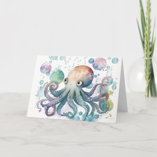 VIGGLY OCTOPUS BIRTHDAY CARD TACK KORT (Framsida)