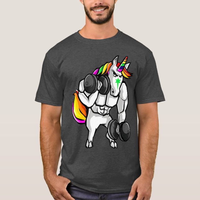 Vightlyftande Fitness Unicorn Shirt T Shirt (Framsida)