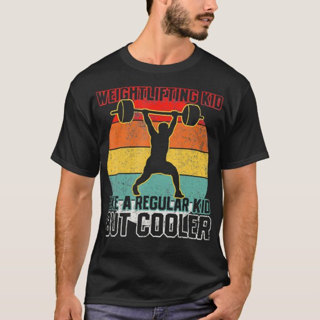 Vightlyftande Kid Weightlifter T Shirt (Framsida)