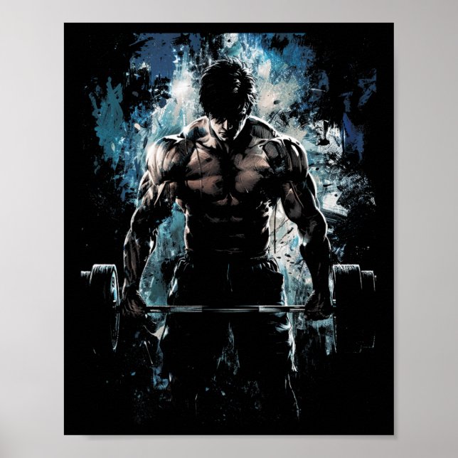 Vightlyftande Muscle Gym Fitness Workout Strength Poster (Framsidan)