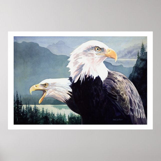 "Vigilance" Örn Pair Watercolor Poster (Framsidan)