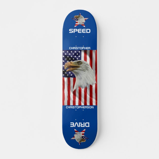Vigilant Eagle, den amerikanska Flagga Patriotic Mini Skateboard Bräda 18,5 Cm (Framsida)