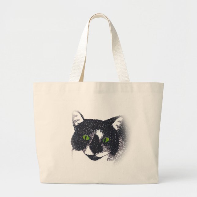 Vignette of Tuxedo Cat Ansikte Bags Jumbo Tygkasse (Framsidan)