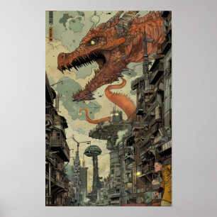 Vignettes Collage Poster med vismisk Tecknad