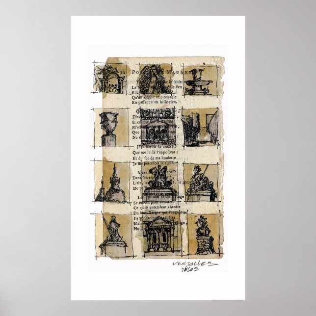 Vignettes in the Garden of Versailles, Frankrike Poster (Framsidan)