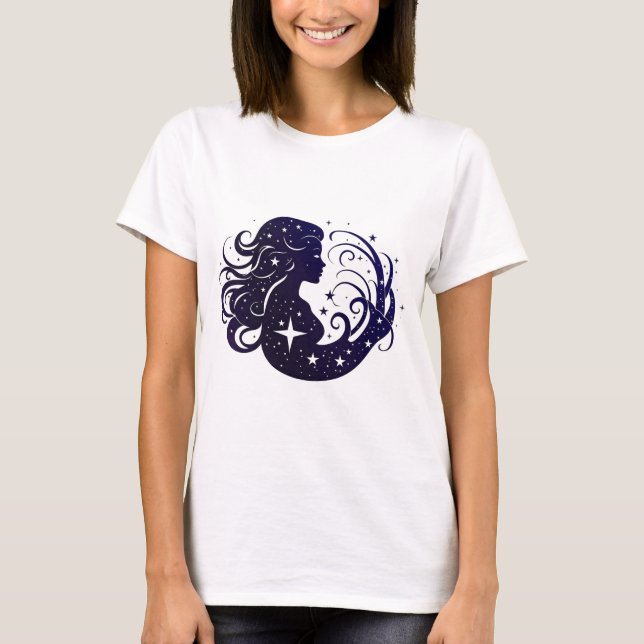 Vigro Zodiac med kosmiska och stjärniga element T Shirt (Framsida)