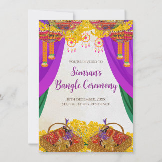 Vigsel Chura inbjuder & Bangle-ceremoni inbjudan