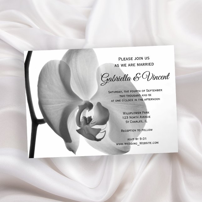 Vigsel med vit orkidé inbjudningar (Set an elegant tone for your marriage ceremony with the pretty White Orchid Wedding Invitation.)