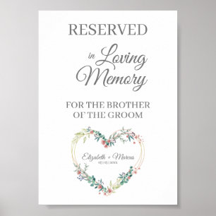 Vigsel Reserverad plats för nära och kära Blommig Poster