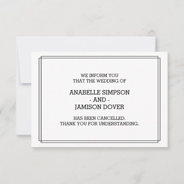 Vigselannons Avbokningskort Meddelande (Framsida)