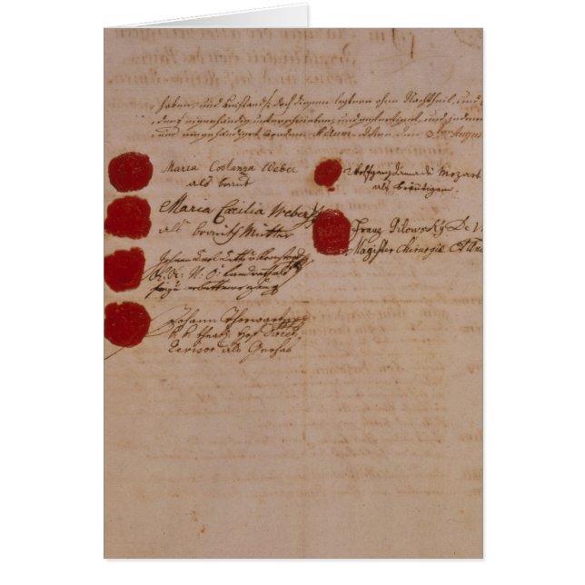 Vigselbevis av Wolfgang, Mozart och Weber Hälsningskort (Framsidan)