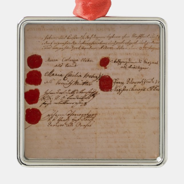 Vigselbevis av Wolfgang, Mozart och Weber Julgransprydnad Metall (Framsidan)