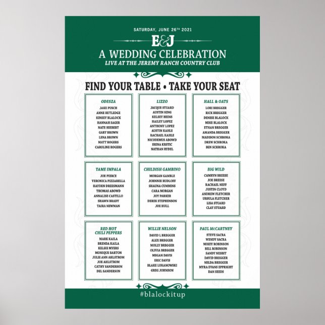 Vigseldiskografi för sittplatsschema poster (Framsidan)