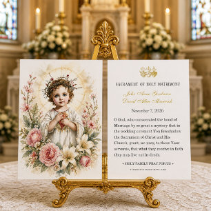 Vigseldskort med Jesu heliga hjärta bönen Visitkort