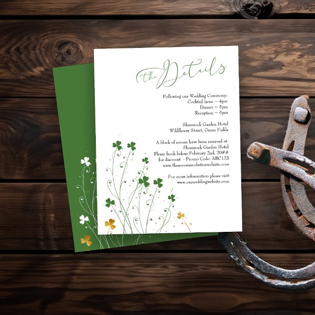 Vigselinformation för Shamrock Wildflower Tilläggskort (Wedding Details insert card from my Shamrock Wildflower wedding collection)