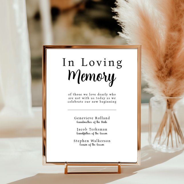 Vigselminnestavla Till minnne av kärlek Poster (Wedding Remembrance Sign In Loving Memory
)