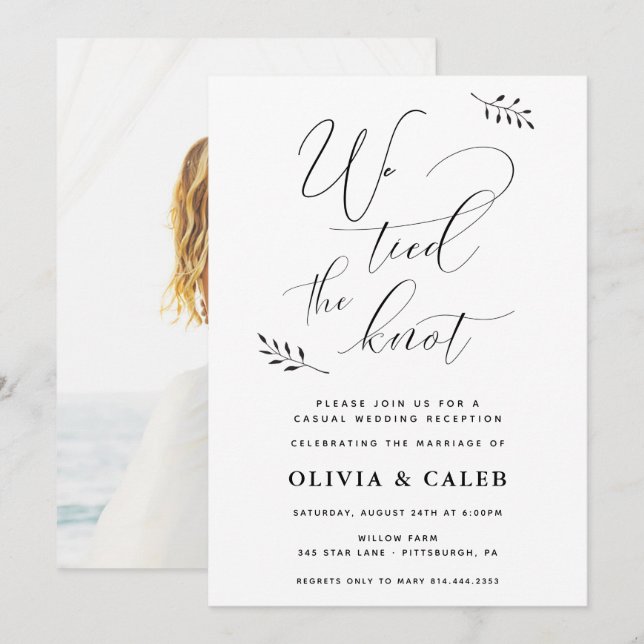 Vigselmottagning för avslappnad bröllopsfest inbjudningar (Fram/baksida)