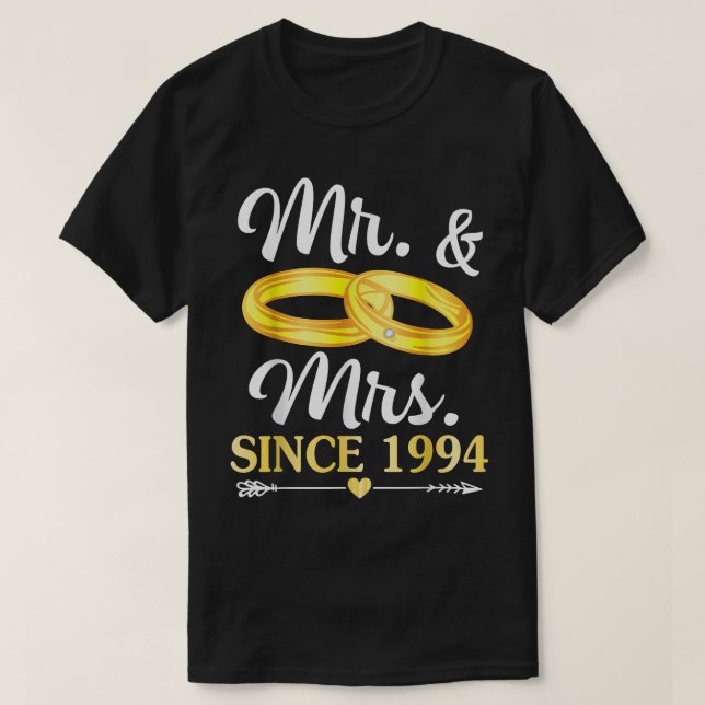 Vigselring Gift Mr & Mrs Sedan 1994 Lycklig Make T Shirt (Design framsida)