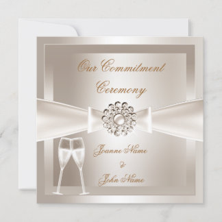 Vigtningsceremoni Damask Krämvit Champagne Inbjudningar
