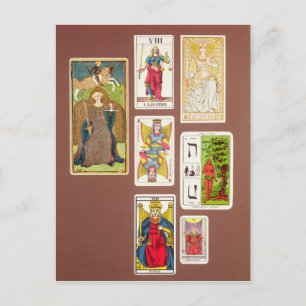 VIII rättvisa, sju tarotkort Vykort