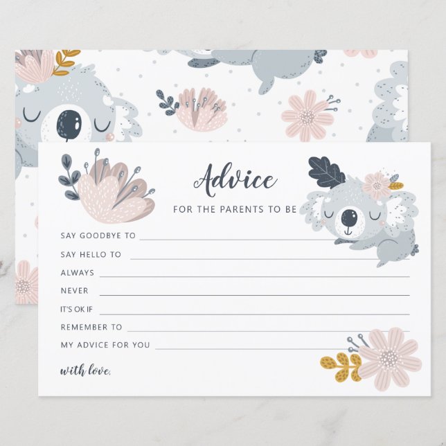 Viimiscal Koala-blommor Råd för föräldrar (Fram/baksida)