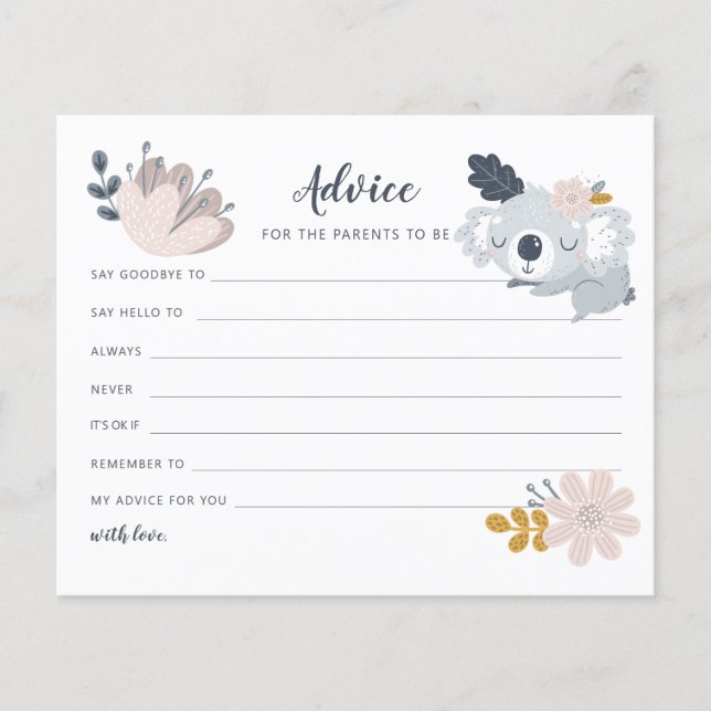 Viimiscal Koala-blommor Råd för föräldrar Flygblad (Framsidan)