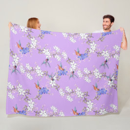 viintage birds purple botanical wallpaper fleecefilt