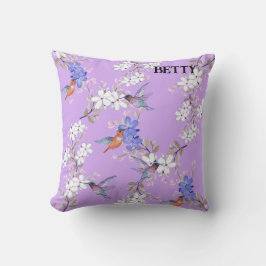 viintage birds purple botanical wallpaper kudde