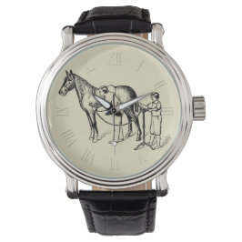 VIintage Image Horse Clipping Roman Numerals W Armbandsur