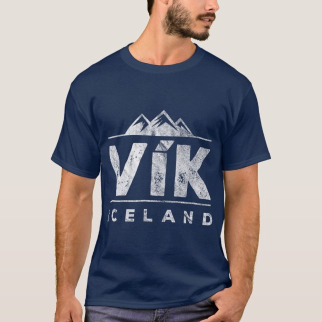 Vik Island med Glaciers T Shirt (Framsida)