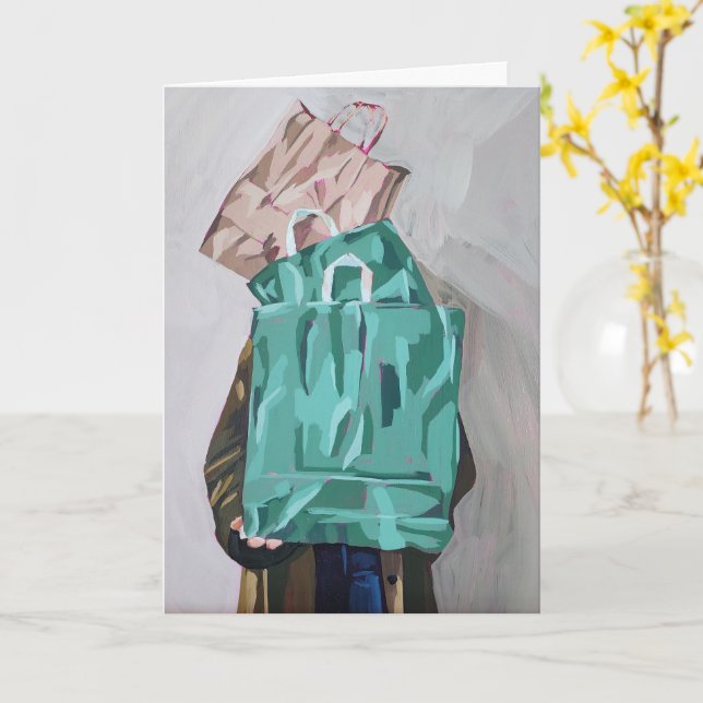 Vik kort med motiv från "Shoppingstunda" (Gul blomma)