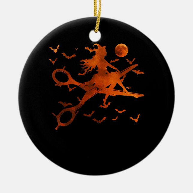 Vik med saxar, hårstrum, Halloween H Julgransprydnad Keramik (Framsidan)