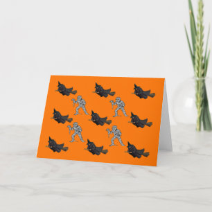 Vik- och Mummy Mönster Halloween-hälsningskort Kort