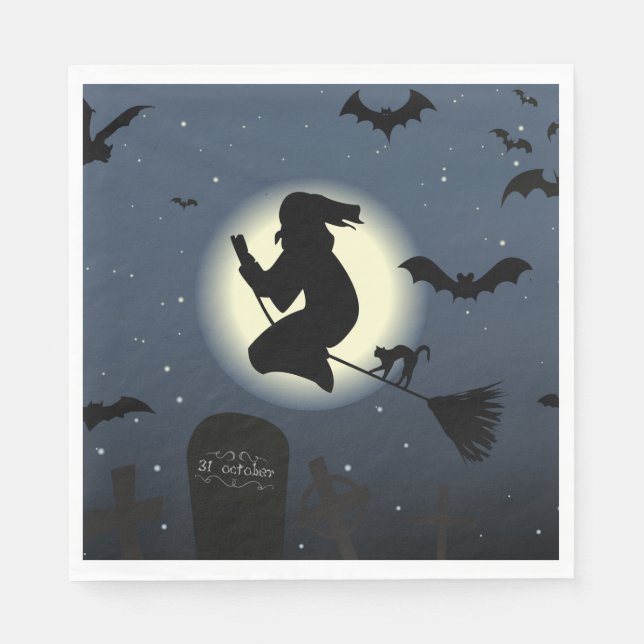 Vik, svart katt och Fladdermöss Pappersservett (Framsidan)