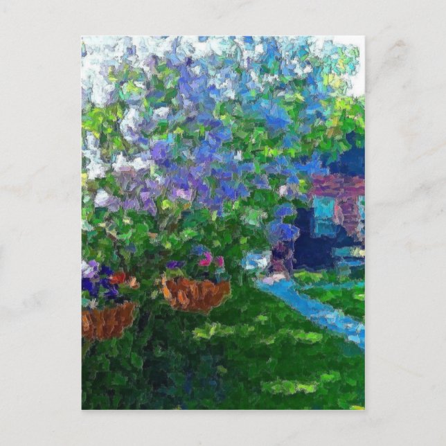 vika sjö lilac träd vykort (Framsida)