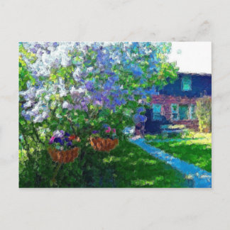 vika sjö lilac träd vykort