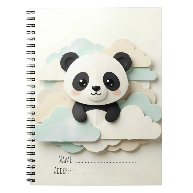 Vikad baby panda | Söt origami  Anteckningsbok (Framsidan)
