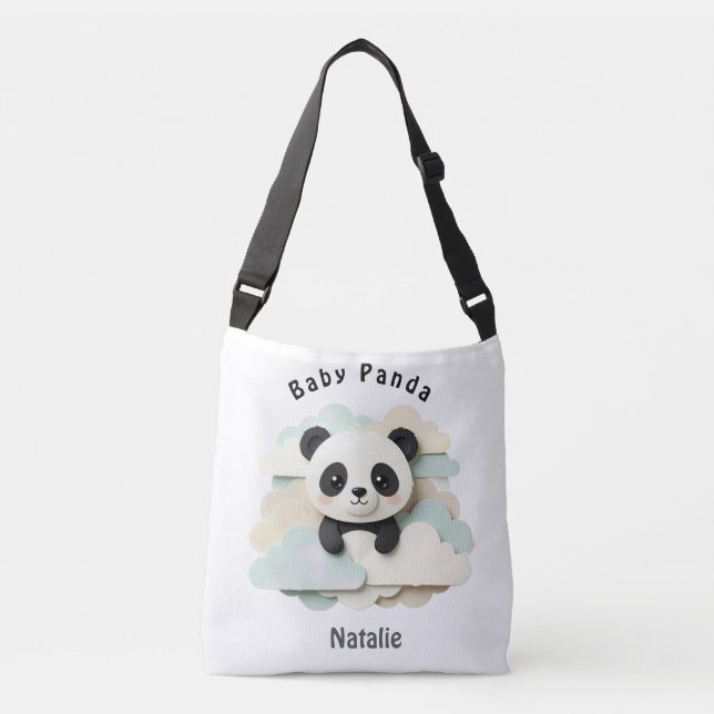 Vikad baby panda | Söt origami  Axelväska (Framsida)