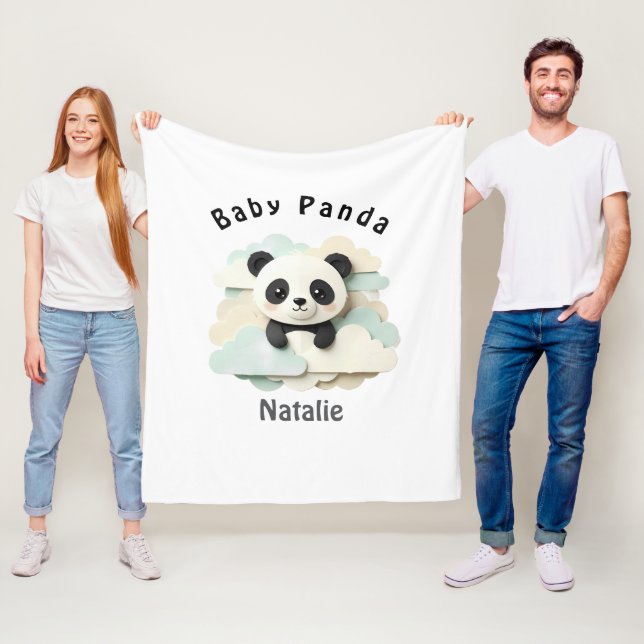Vikad baby panda | Söt origami  Fleecefilt (På plats)