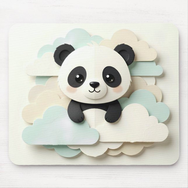 Vikad baby panda | Söt origami  Musmatta (Framsidan)